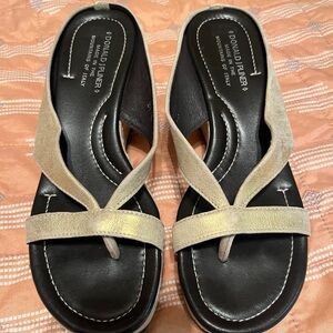 Donald J. Pliner Black and gold tone Sandals with Crisscross Straps